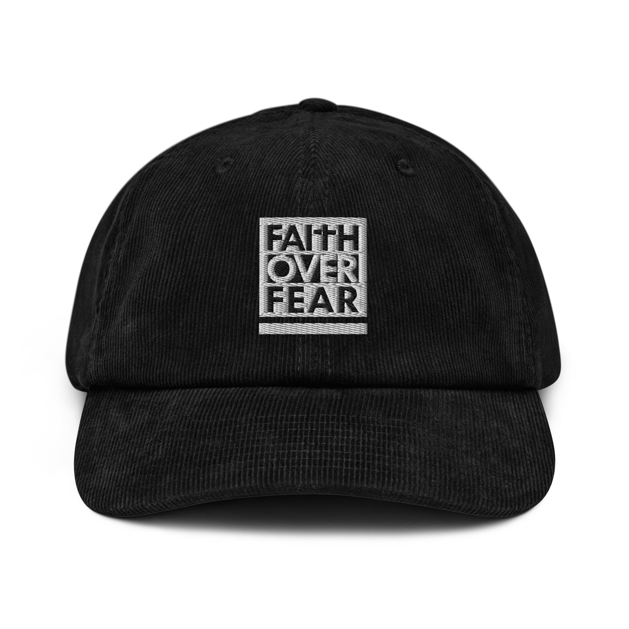 Black Christian Embroidered Hat with 'Faith Over Fear' Design for Everyday Wear