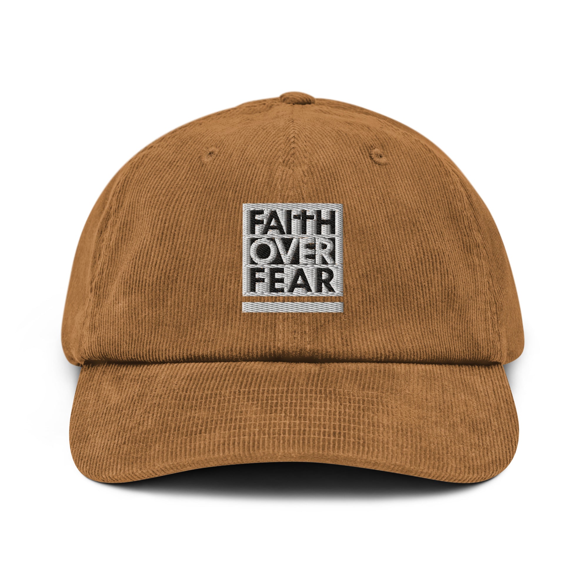 Christian Embroidered Hat in Brown with Faith Over Fear Design for Stylish Comfort
