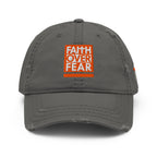 Christian Embroidered Hat in Gray with 'Faith Over Fear' Design on the Front