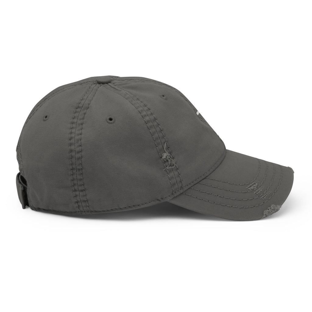 Gray Christian Embroidered Hat with distressed design for casual wear and style