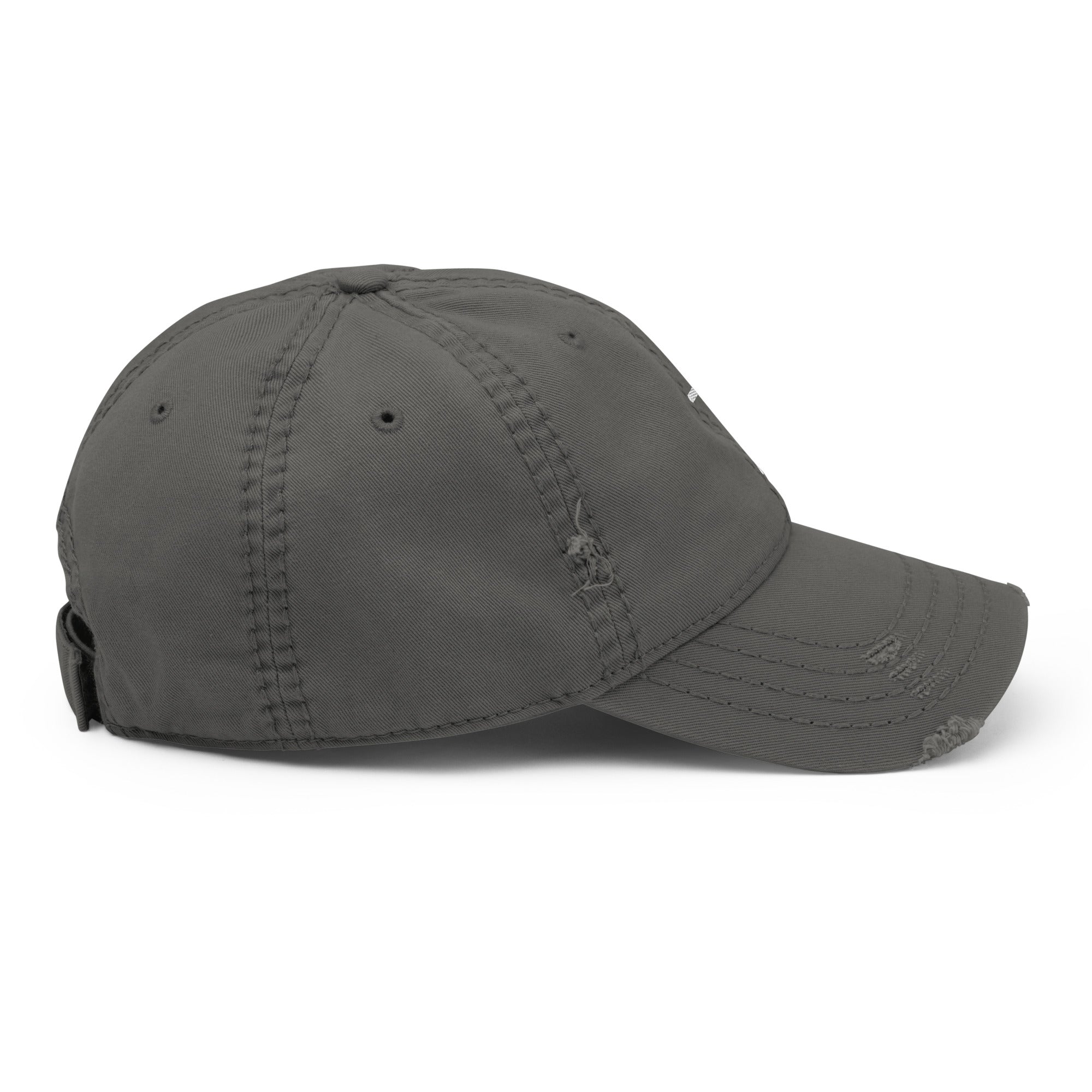 Gray Christian Embroidered Hat with distressed design for casual wear and style