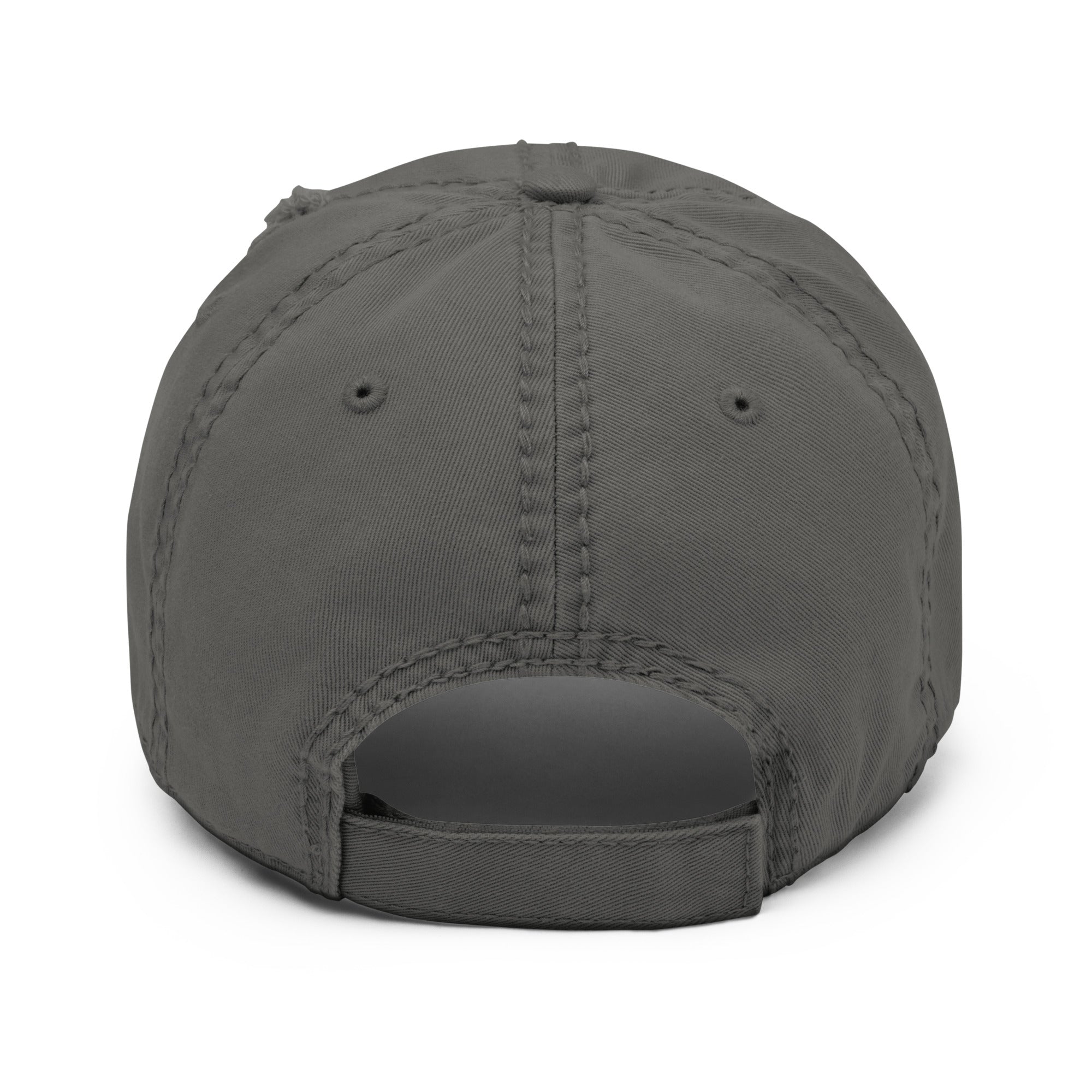 Back view of a gray Christian Embroidered Hat with adjustable strap for comfort and style