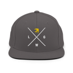 Stylish gray snapback hat featuring a unique design with a bird and letters, perfect for Christian Jewelry fans