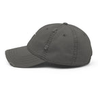 Christian Embroidered Hat in gray with distressed details and a classic design for everyday wear