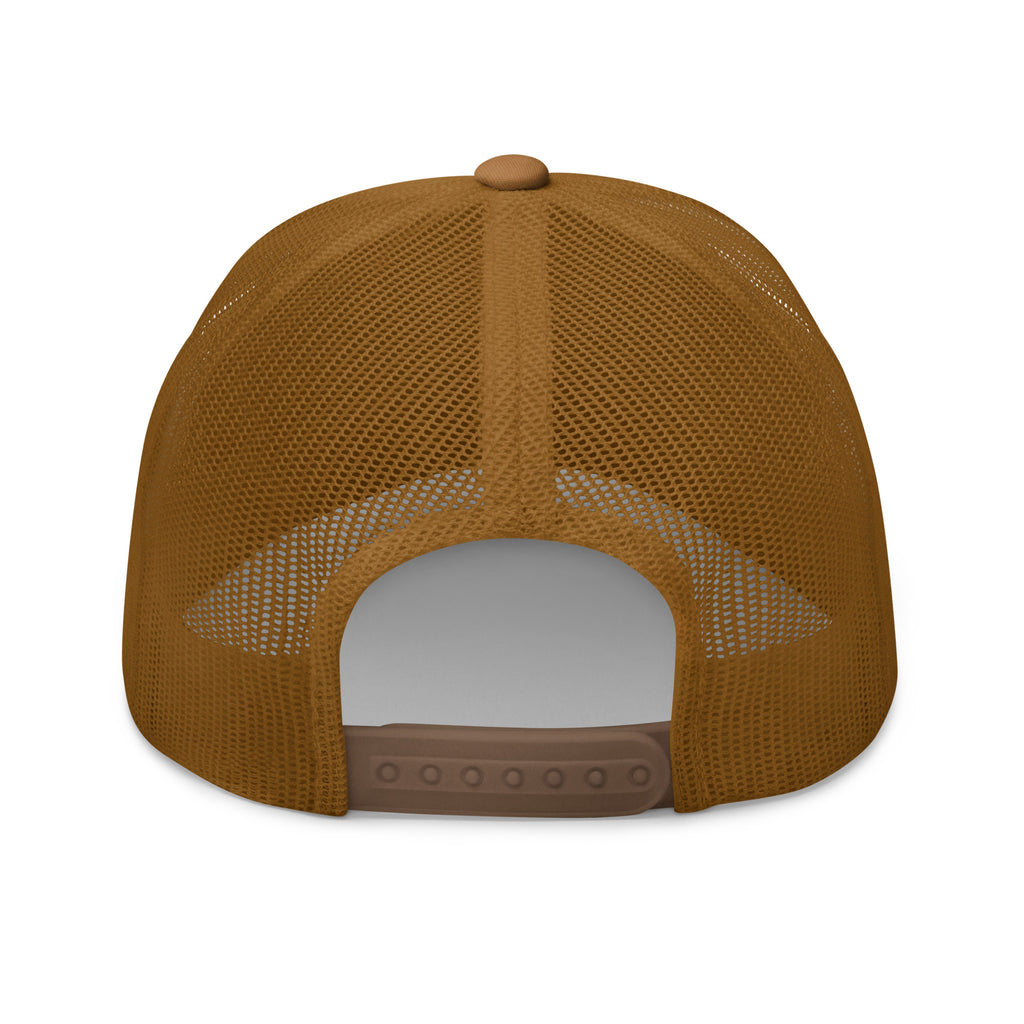 Back view of a Christian Embroidered Hat with a mesh design and adjustable snap closure