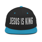 Christian Embroidered Hat with 'Jesus is King' Design in Black and Blue Colors