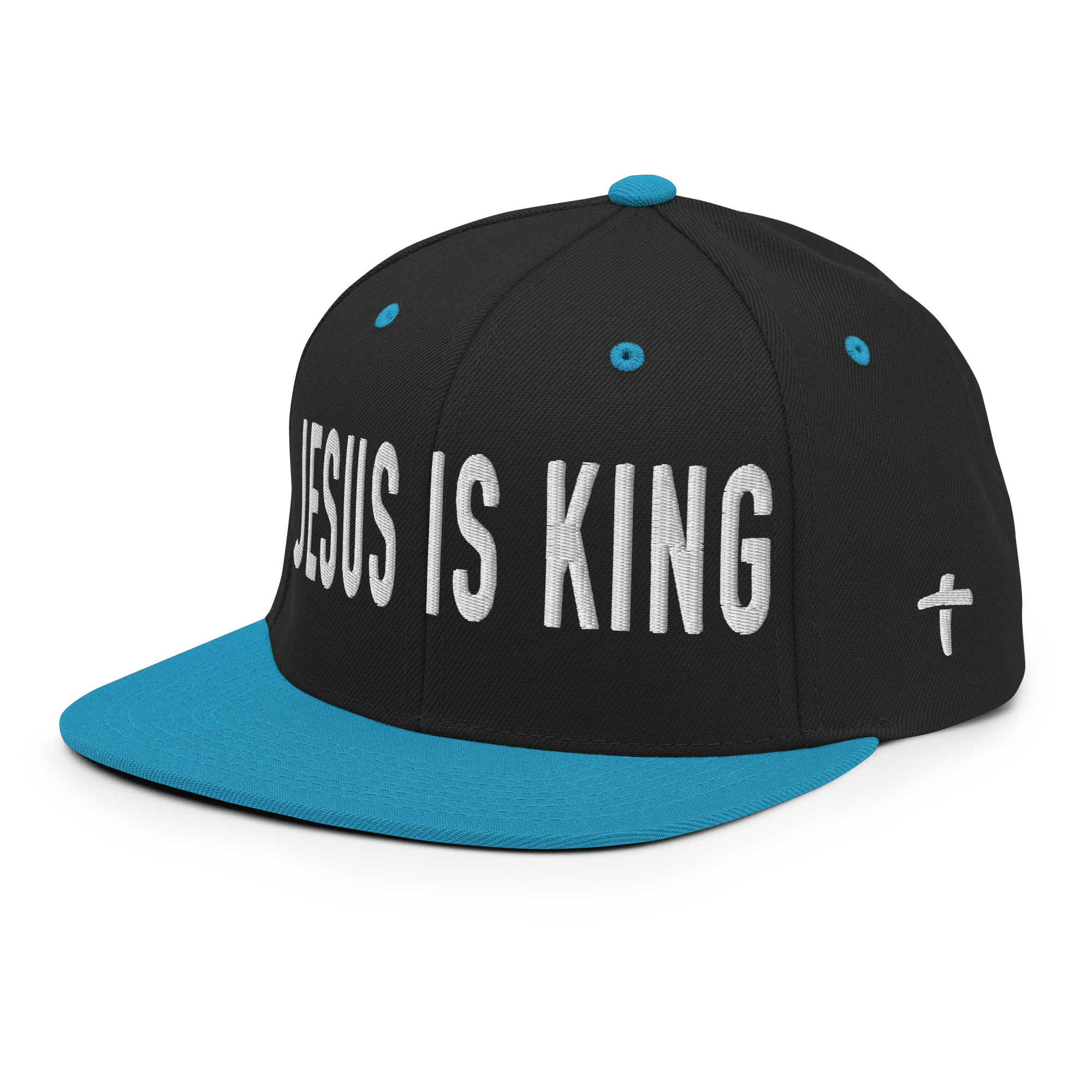 Christian Embroidered Hat featuring 'Jesus is King' text in bold letters and a stylish design