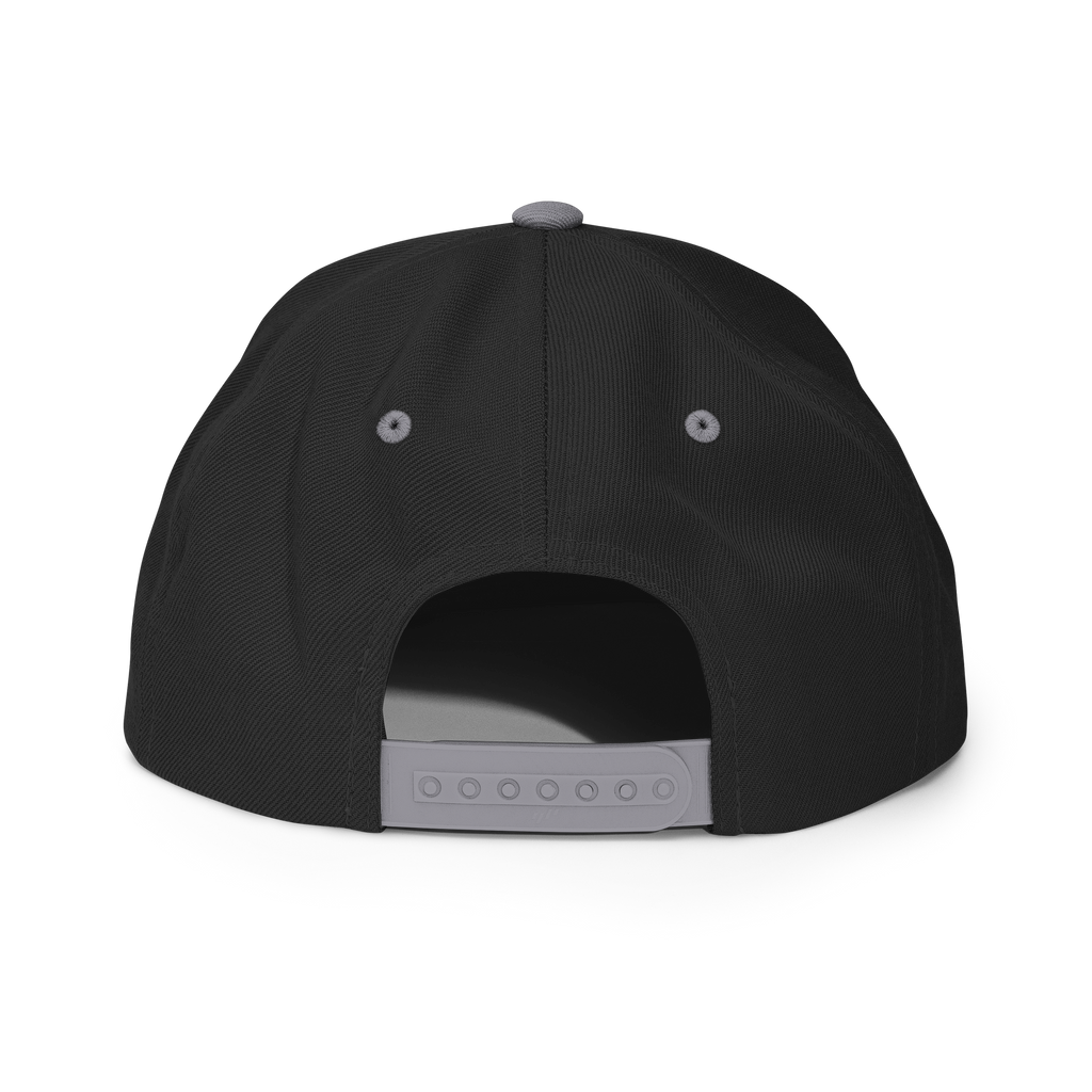 Back view of a black Christian Embroidered Hat with adjustable snapback closure