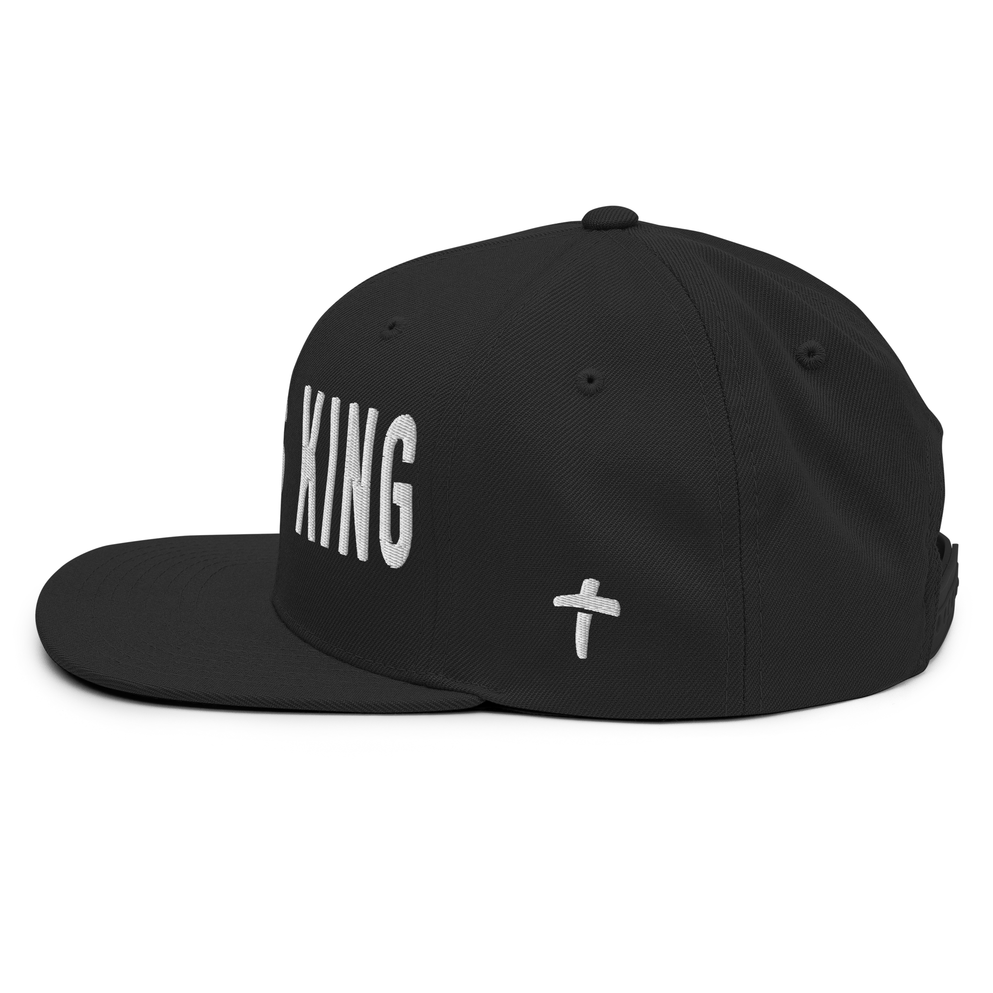 Black Christian Embroidered Hat featuring stylish text and a cross design for a bold look
