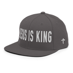Christian Embroidered Hat in Gray featuring bold 'Jesus is King' lettering for stylish faith expression