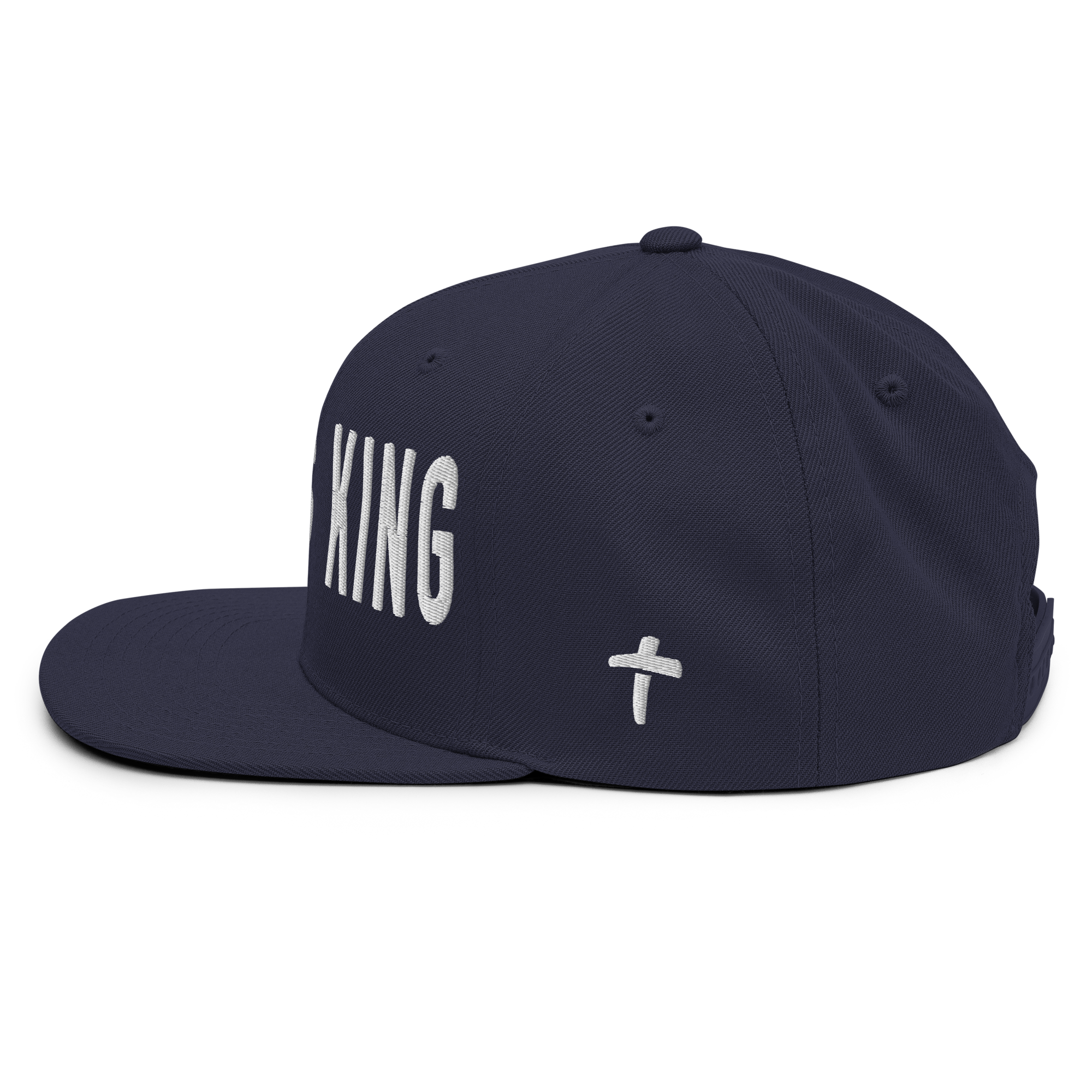 Christian Embroidered Hat in Navy Blue with Bold Text Design and Cross Detail