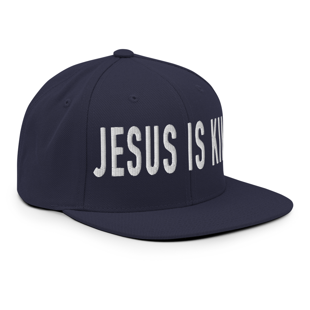 Christian Embroidered Hat with 'Jesus is King' Text in Bold White Letters