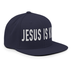 Christian Embroidered Hat with 'Jesus is King' Text in Bold White Letters