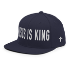 Navy Christian Embroidered Hat featuring the phrase Jesus Is King for stylish faith expression