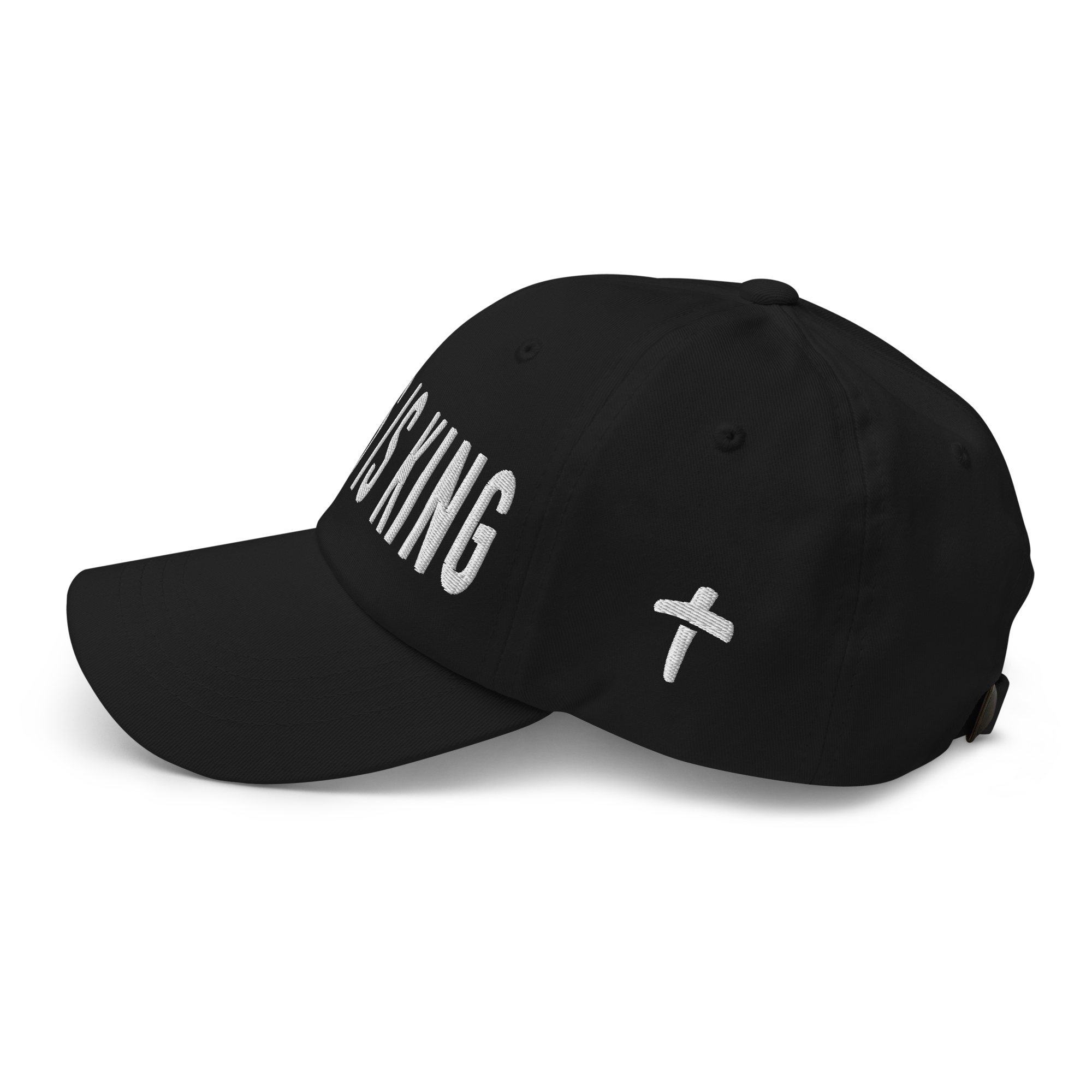 Christian Embroidered Hat in black with trendy design for stylish faith expression