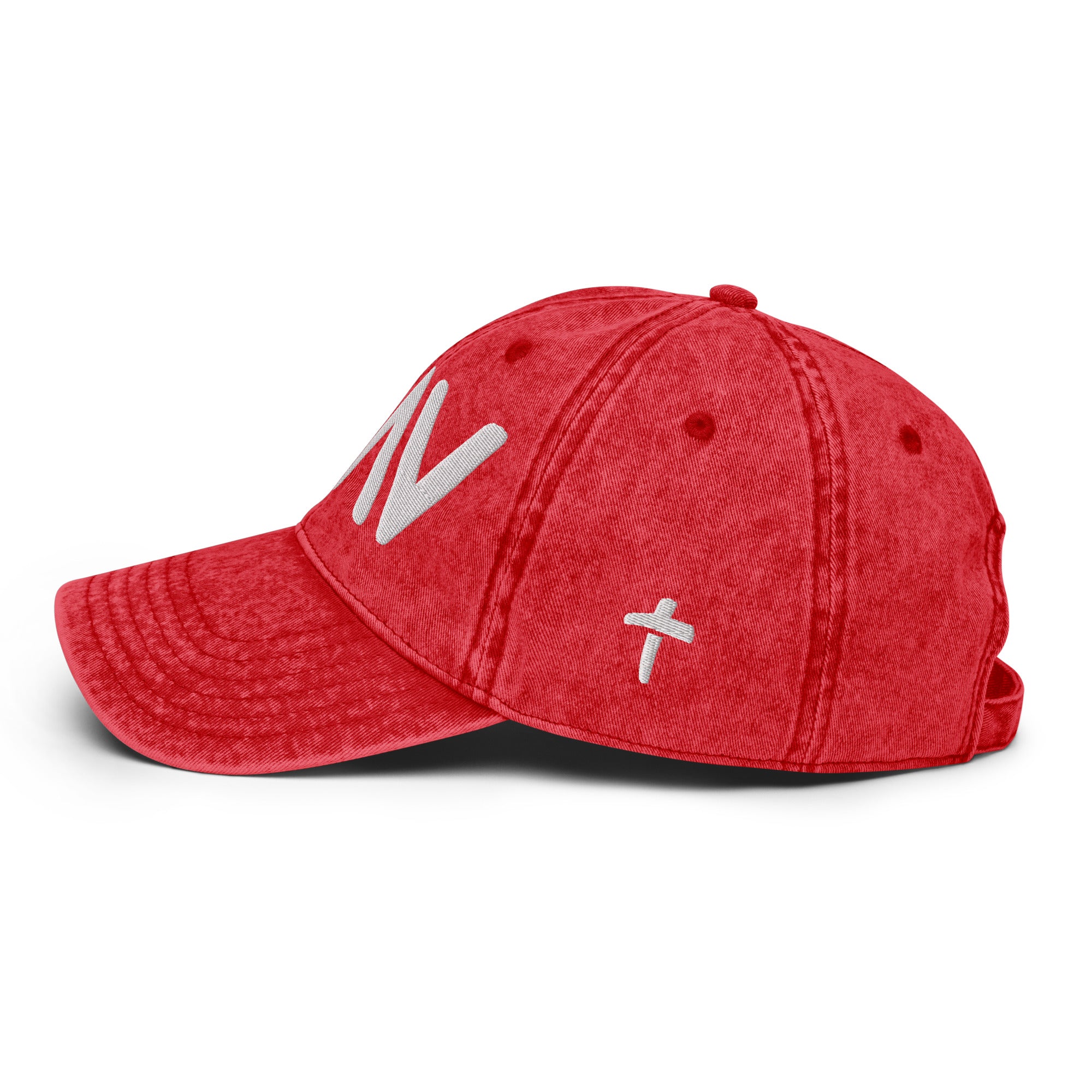 Red Christian Embroidered Hat with Stylish Design and Comfortable Fit