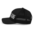 Black Christian Hat with bold lettering declaring Jesus is King for stylish believers