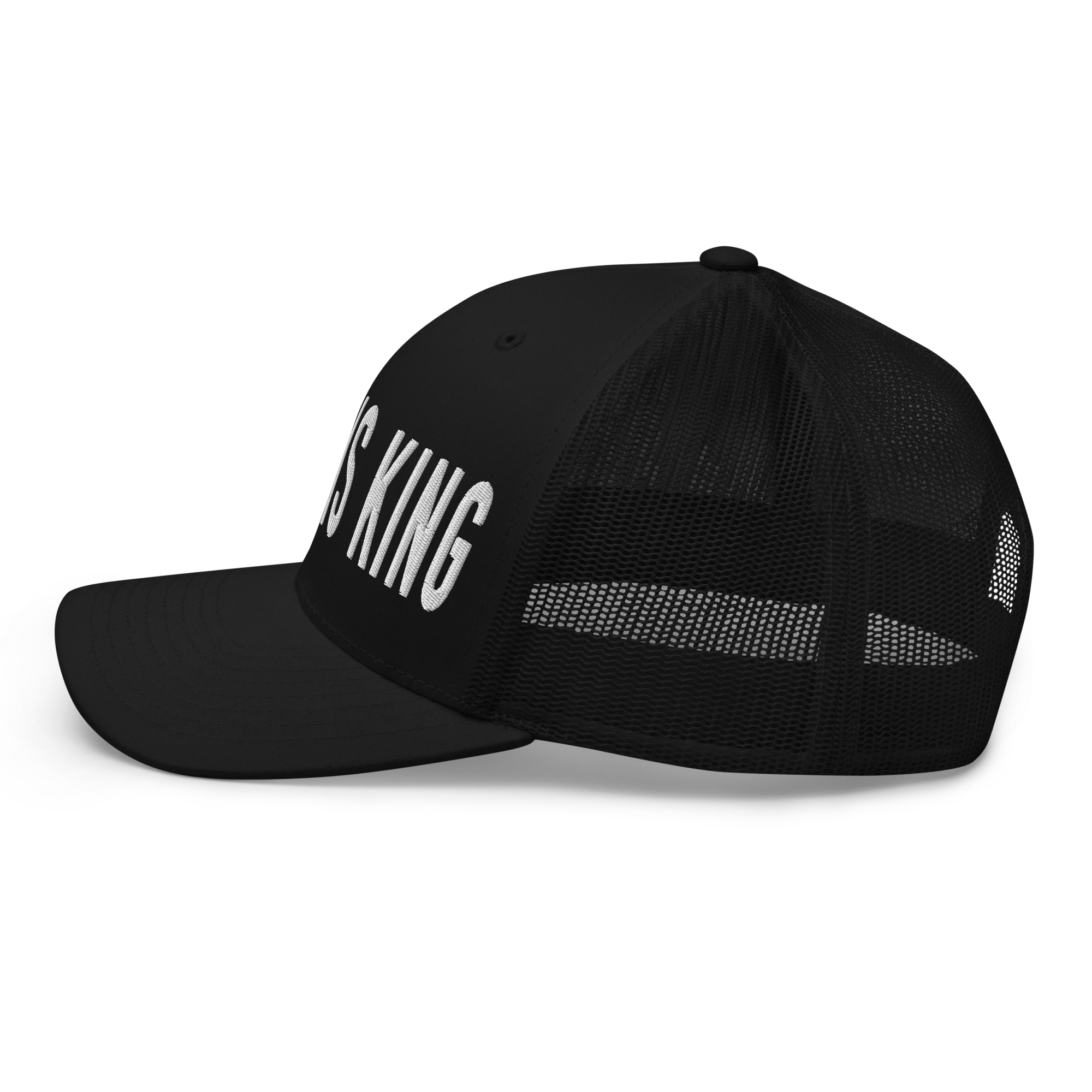 Black Christian Hat with bold lettering declaring Jesus is King for stylish believers