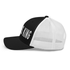 Black and white Christian Hat with bold lettering proclaiming Jesus King