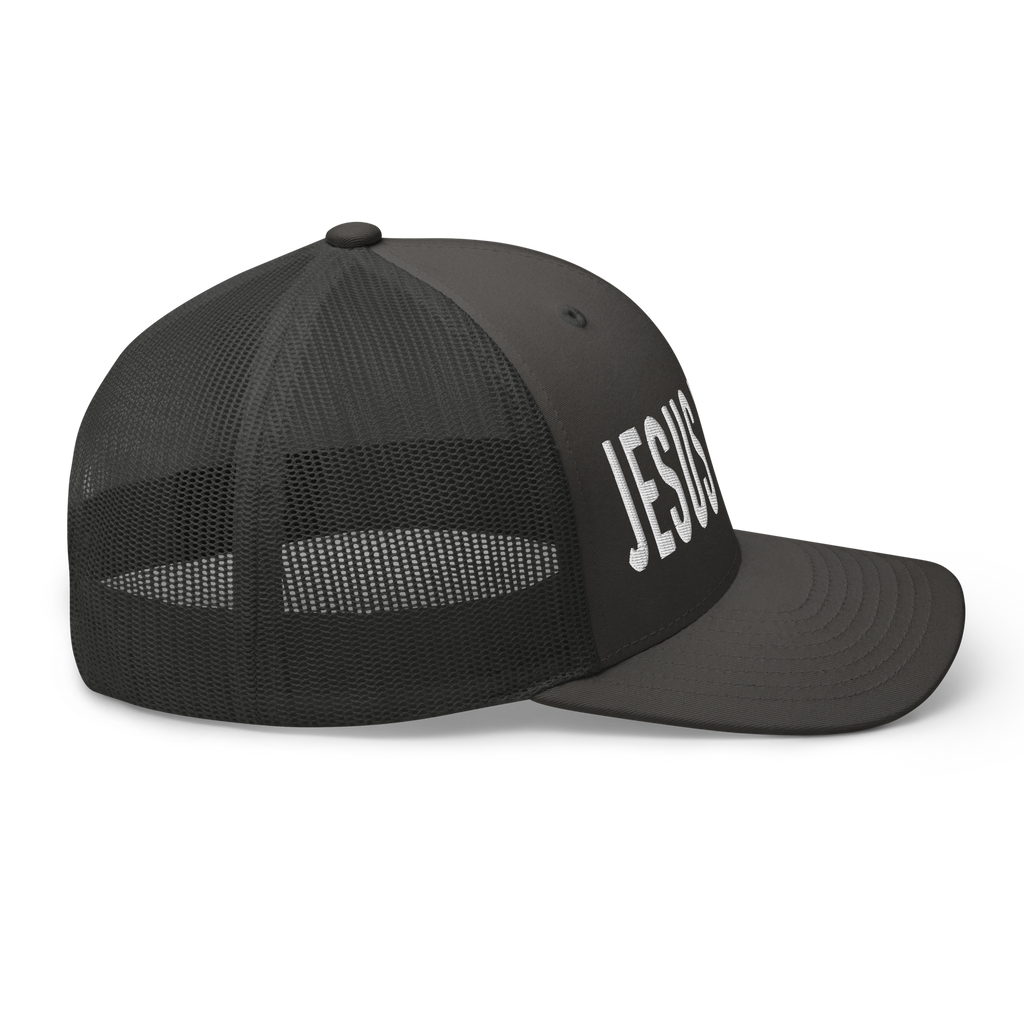 Black Christian Hat with 'JESUS' embroidered on the front for faith-inspired fashion