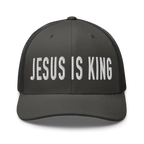 Christian Hat with Jesus is King Embroidery in Stylish Black Design