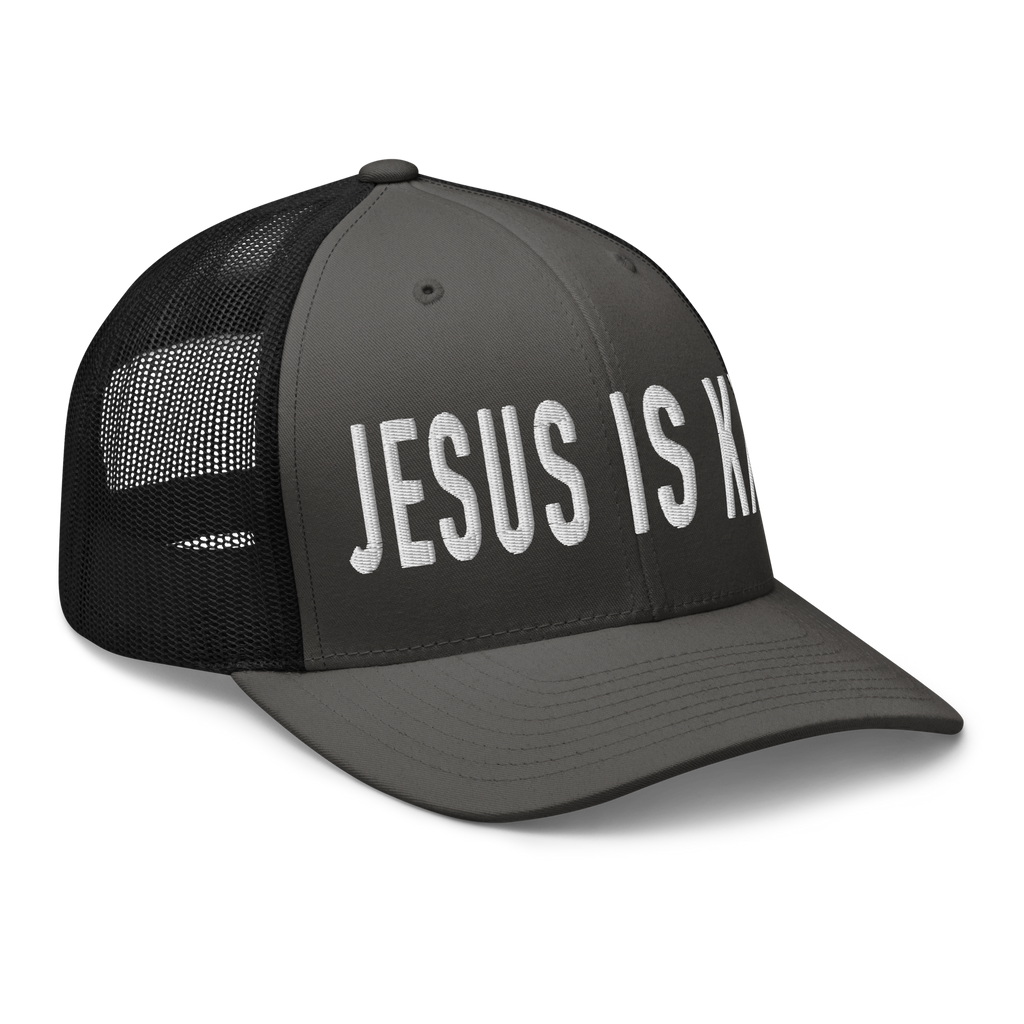 RepThe1 Christian Hat featuring 'Jesus is King' embroidered in bold white letters
