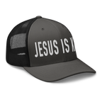 RepThe1 Christian Hat featuring 'Jesus is King' embroidered in bold white letters