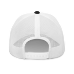 Back view of a white mesh Christian Hat with adjustable strap for comfortable fit