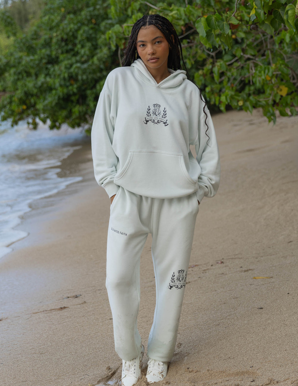 Elevated Faith Christian Hoodie in Light Gray with Relaxed Fit for Casual Wear