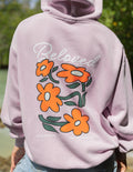 Elevated Faith Christian Hoodie in Light Purple with Floral Design and 'Beloved' Text