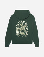 Elevated Faith Christian Hoodie in Forest Green with 'Better Days Are On The Way' Graphic