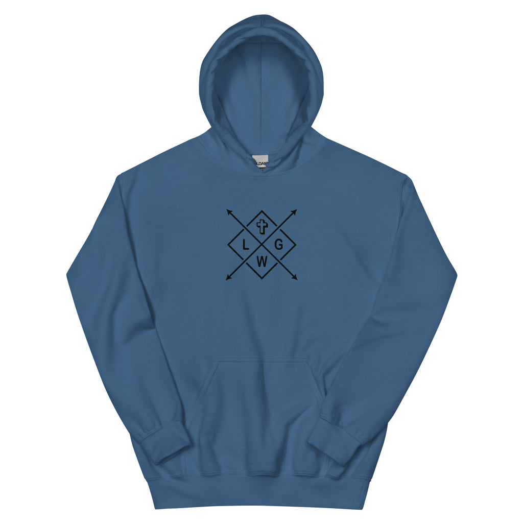 Blue Christian Hoodie with Symbolic Design and Warm, Comfortable Fabric