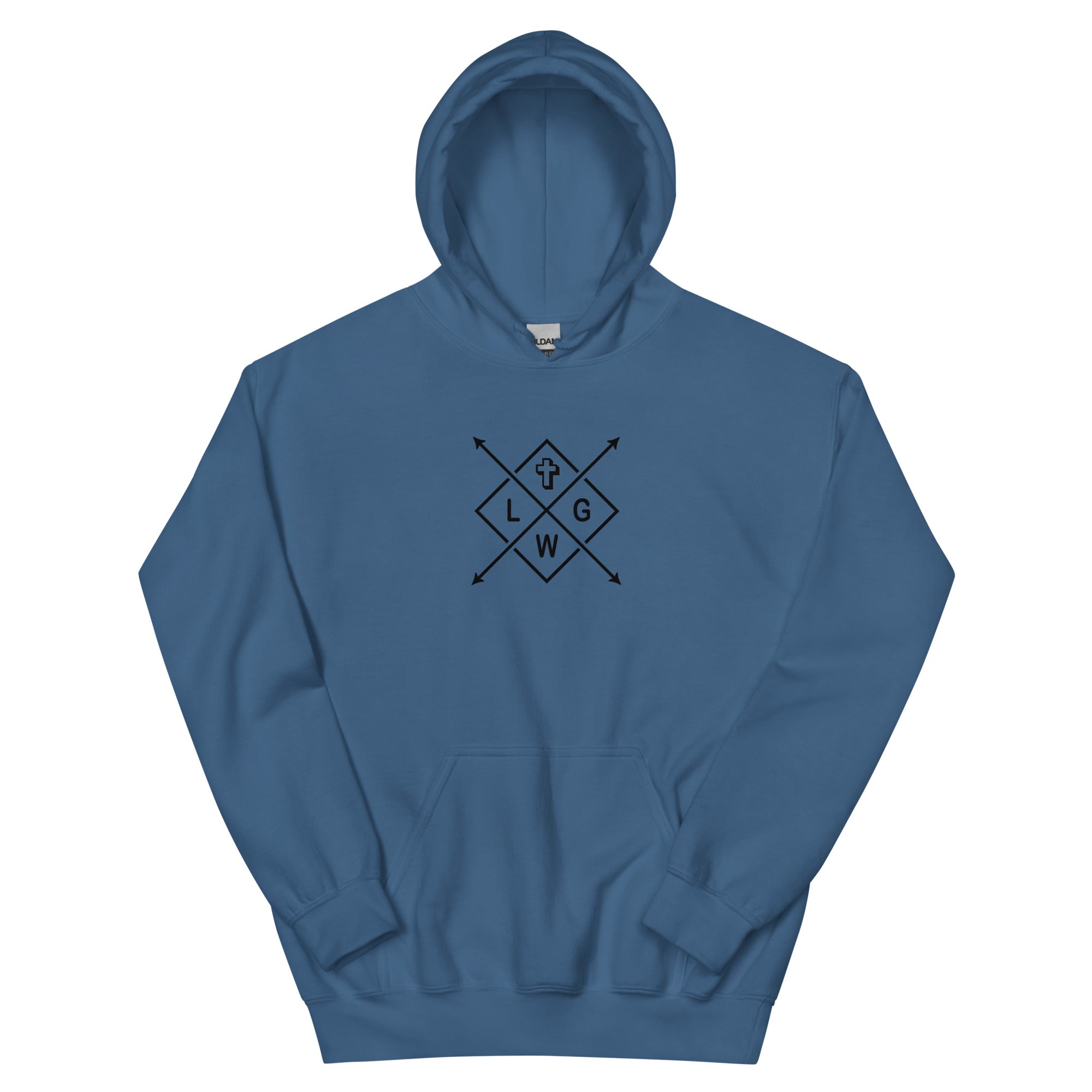 Blue Christian Hoodie with Symbolic Design and Warm, Comfortable Fabric