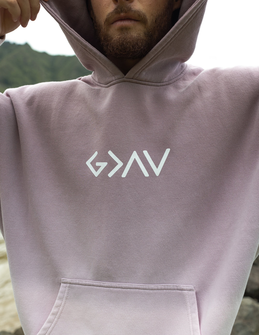 Elevated Faith Christian Hoodie in Soft Pink with Contemporary Logo Design