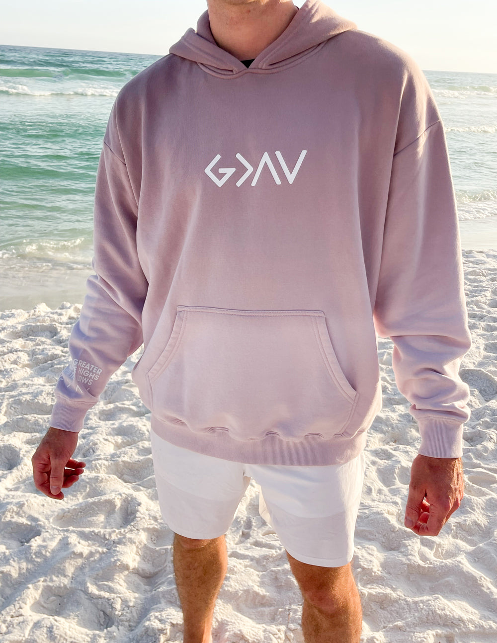 Elevated Faith Christian Hoodie in Soft Pink with Front Pocket, Perfect for Beachwear