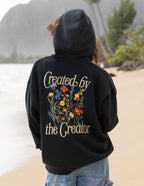 Elevated Faith Christian Hoodie with 'Created by the Creator' floral design on the back