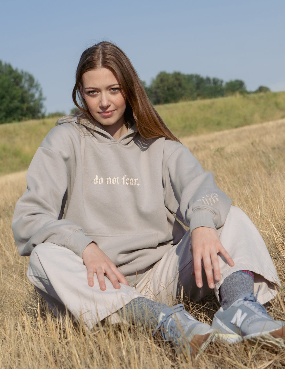 Elevated Faith Christian Hoodie in light gray with 'do not fear' text design for a stylish look