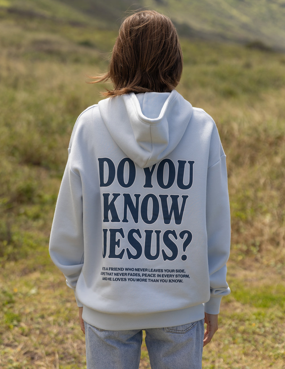Elevated Faith Christian Hoodie with 'Do You Know Jesus?' graphic on the back