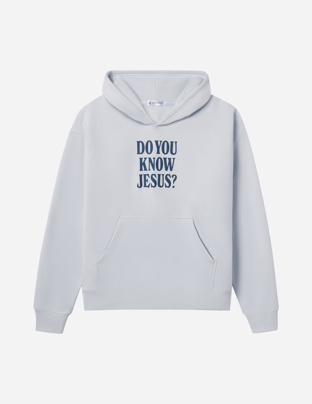 Light blue Christian Hoodie with 'Do You Know Jesus?' printed on the front