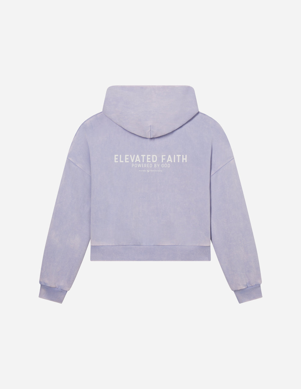 Elevated Faith Cropped Christian Hoodie in Lavender with Back Logo Design