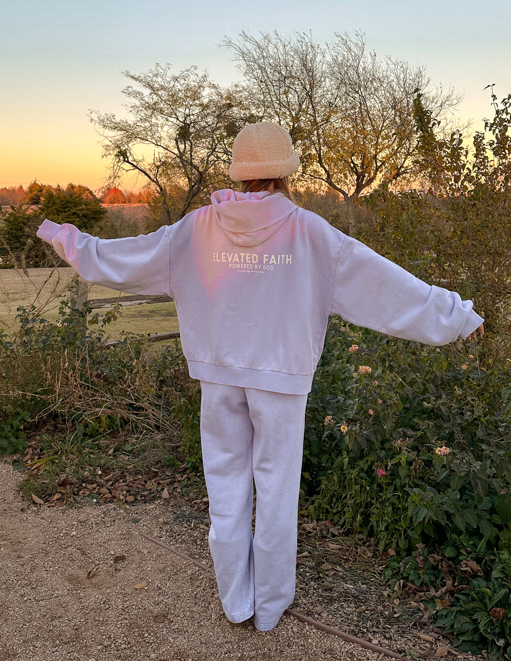 Elevated Faith Christian Hoodie in Light Purple with Relaxed Fit and Inspirational Design