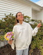 Elevated Faith Christian Hoodie in Cream with Front Pocket and Soft Fabric for Comfort