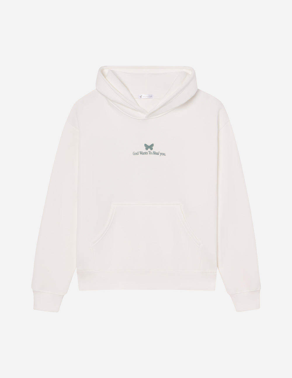Elevated Faith Christian Hoodie in White with Butterfly Design and Inspirational Message