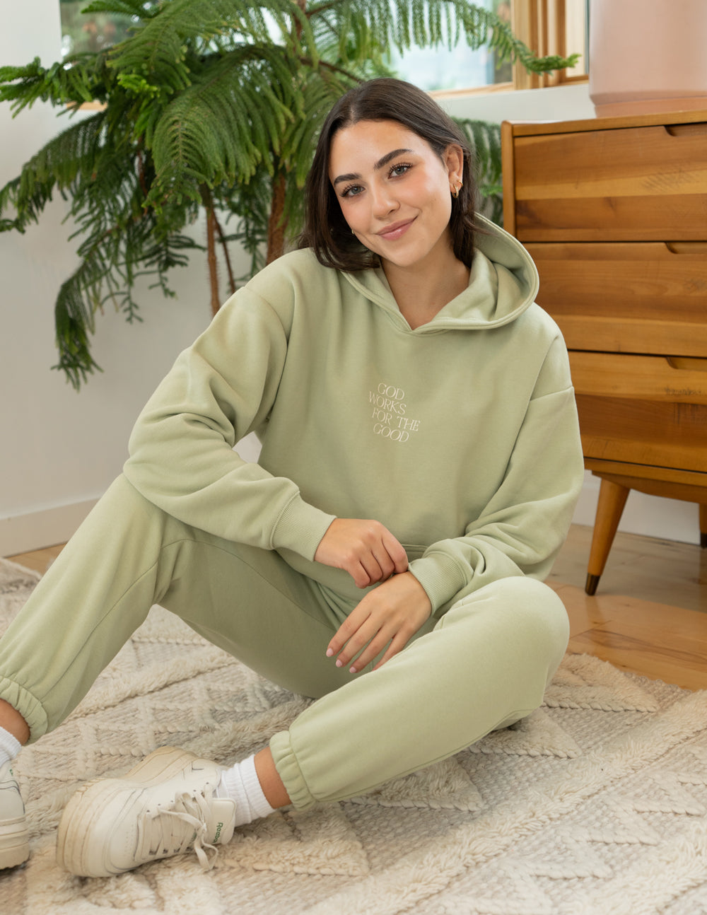 Elevated Faith Christian Hoodie in light green with a relaxed fit for comfortable wear