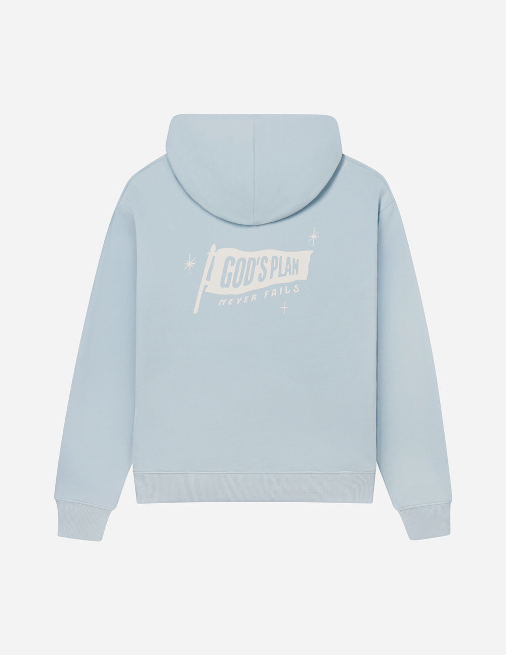 Light Blue Elevated Faith Christian Hoodie with God's Plan design on the back