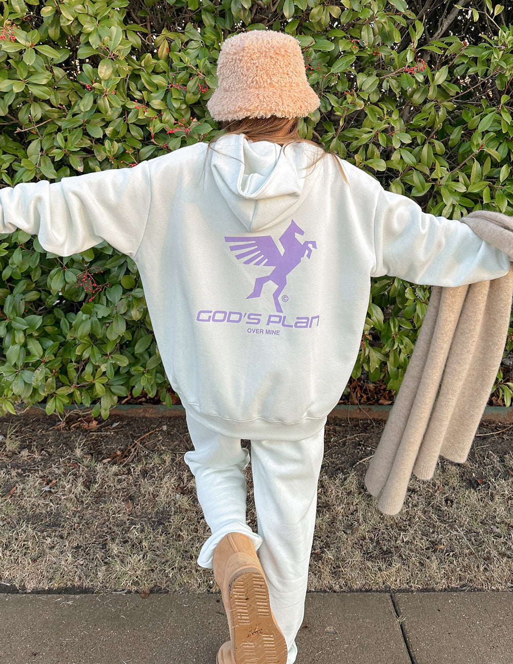 Elevated Faith Christian Hoodie in Cream with God's Plan Graphic on Back