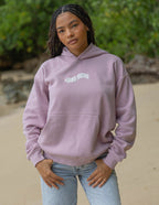 Elevated Faith Christian Hoodie in light purple with 'Good News' embroidered design for stylish comfort