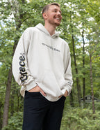 Elevated Faith Christian Hoodie in Cream Color with Grace Design on Sleeves for Comfort and Style