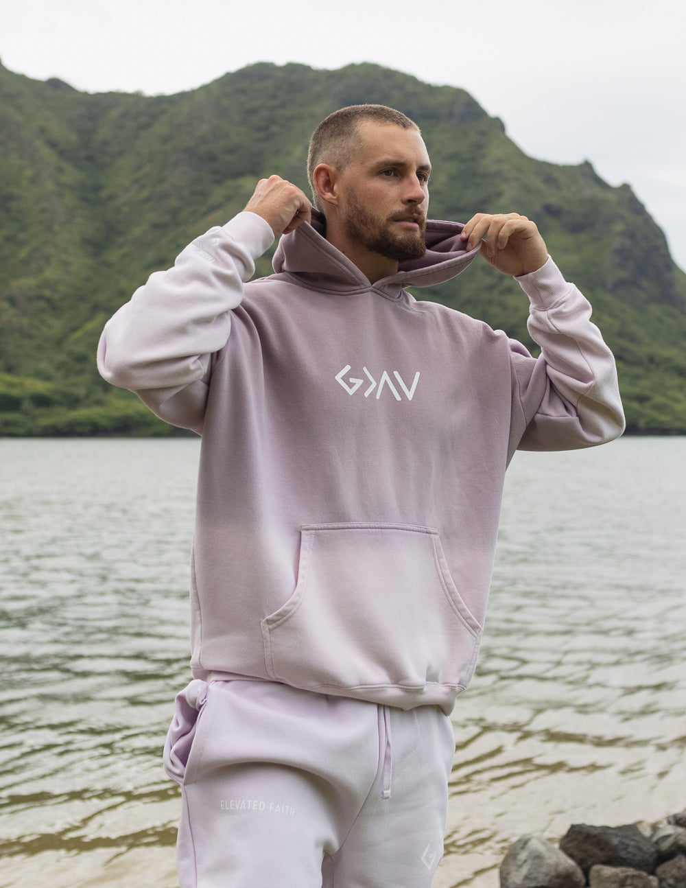 Elevated Faith Christian Hoodie in Lavender with Adjustable Hood for Comfort and Style