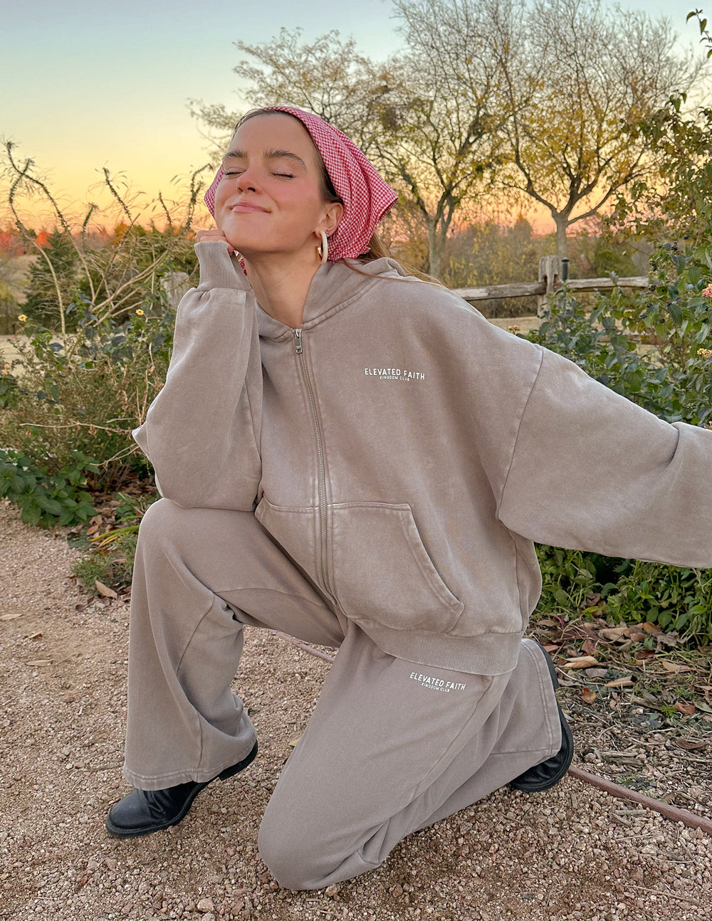 Elevated Faith Christian Hoodie in neutral color with soft fabric, perfect for casual, faith-inspired outfits